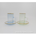 custom colored small glass cup with plate set